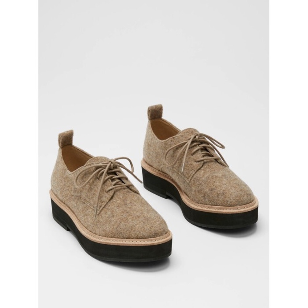 Eileen‎ Fisher Nims Platform Oxford in Felt Barley Tan Size 8 Flats